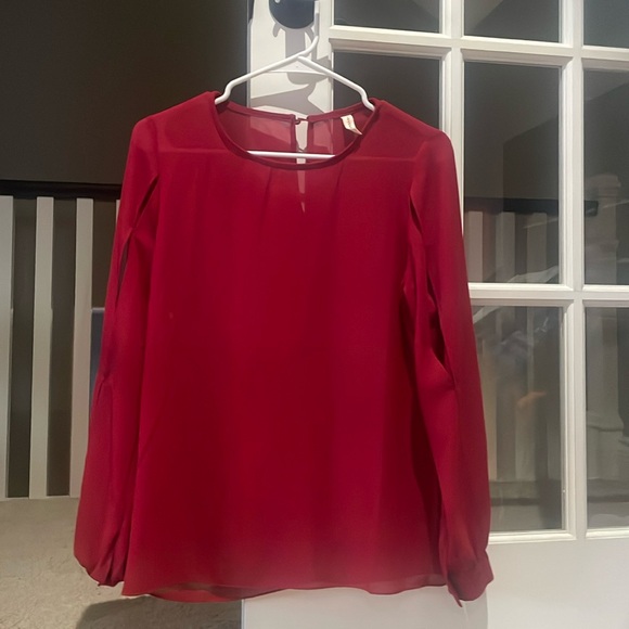 3/$15 Sheer red blouse slits in the sleeve medium - Picture 1 of 3